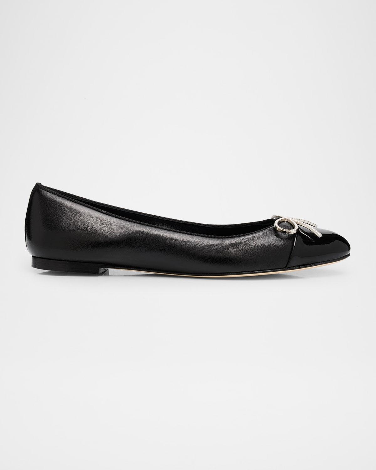 Pirouette Mixed Leather Bow Ballerina Flats