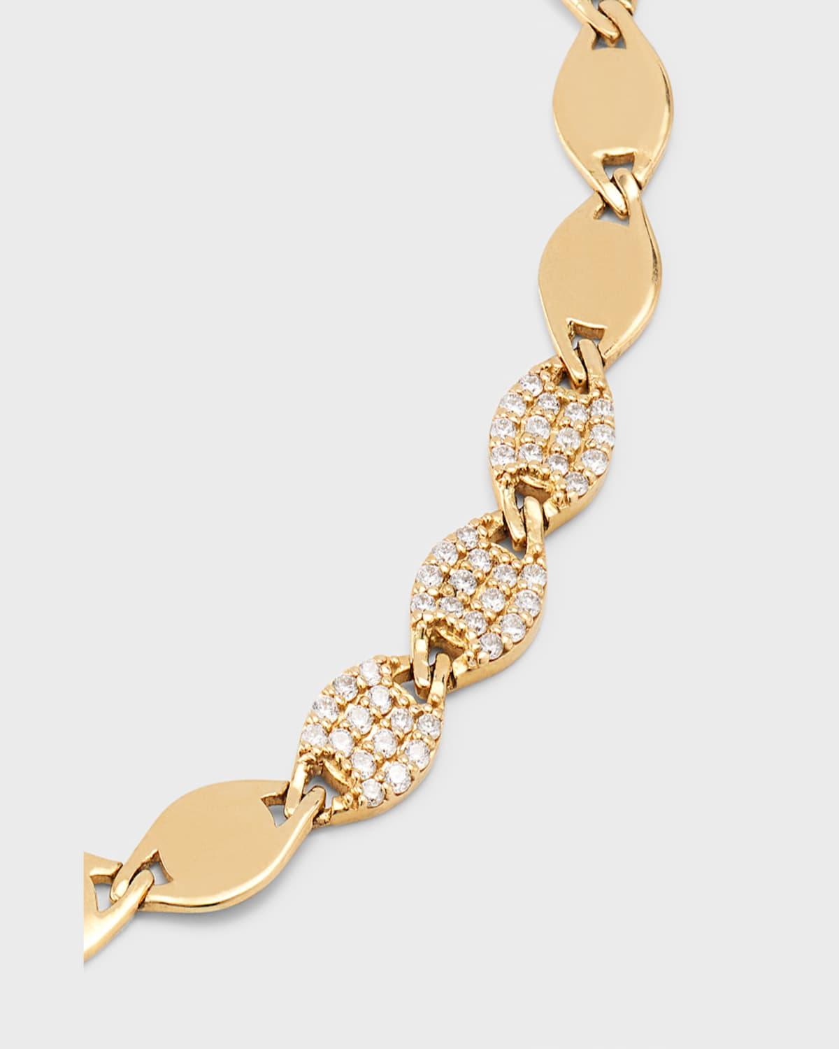 14k Gold Alternating Diamond Link Bracelet 