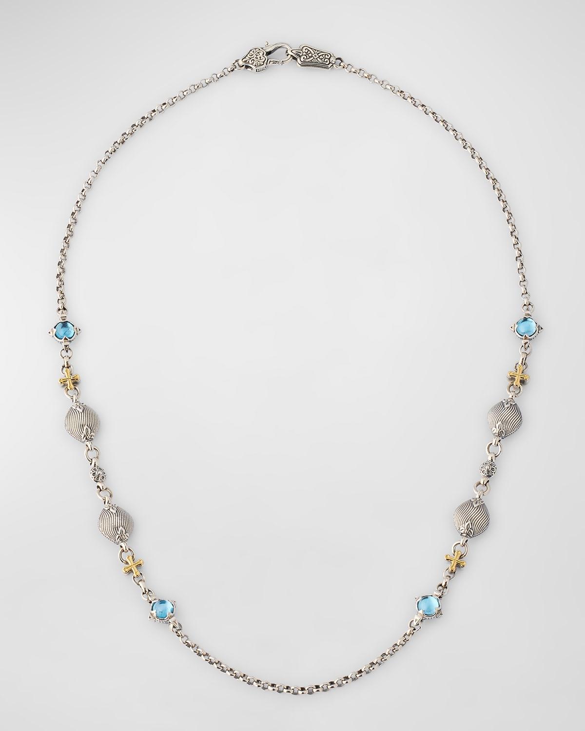 Silver and Gold Blue Topaz Necklace