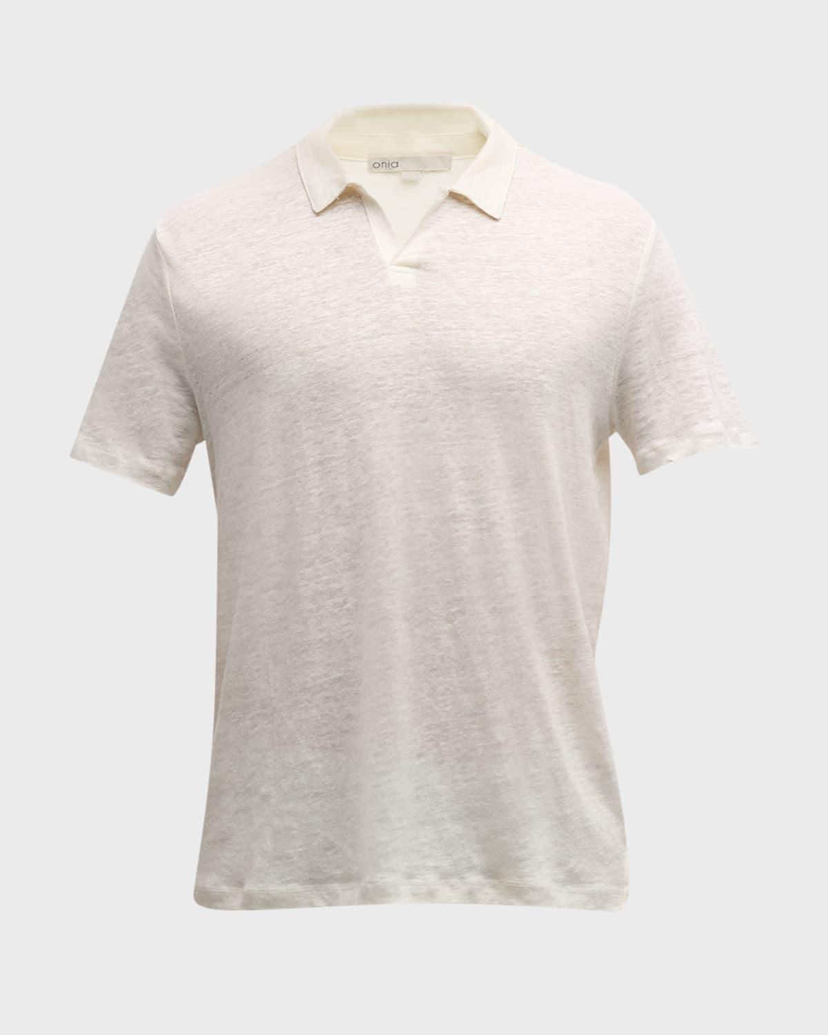 Men's Shaun Linen Johnny Collar Polo Shirt