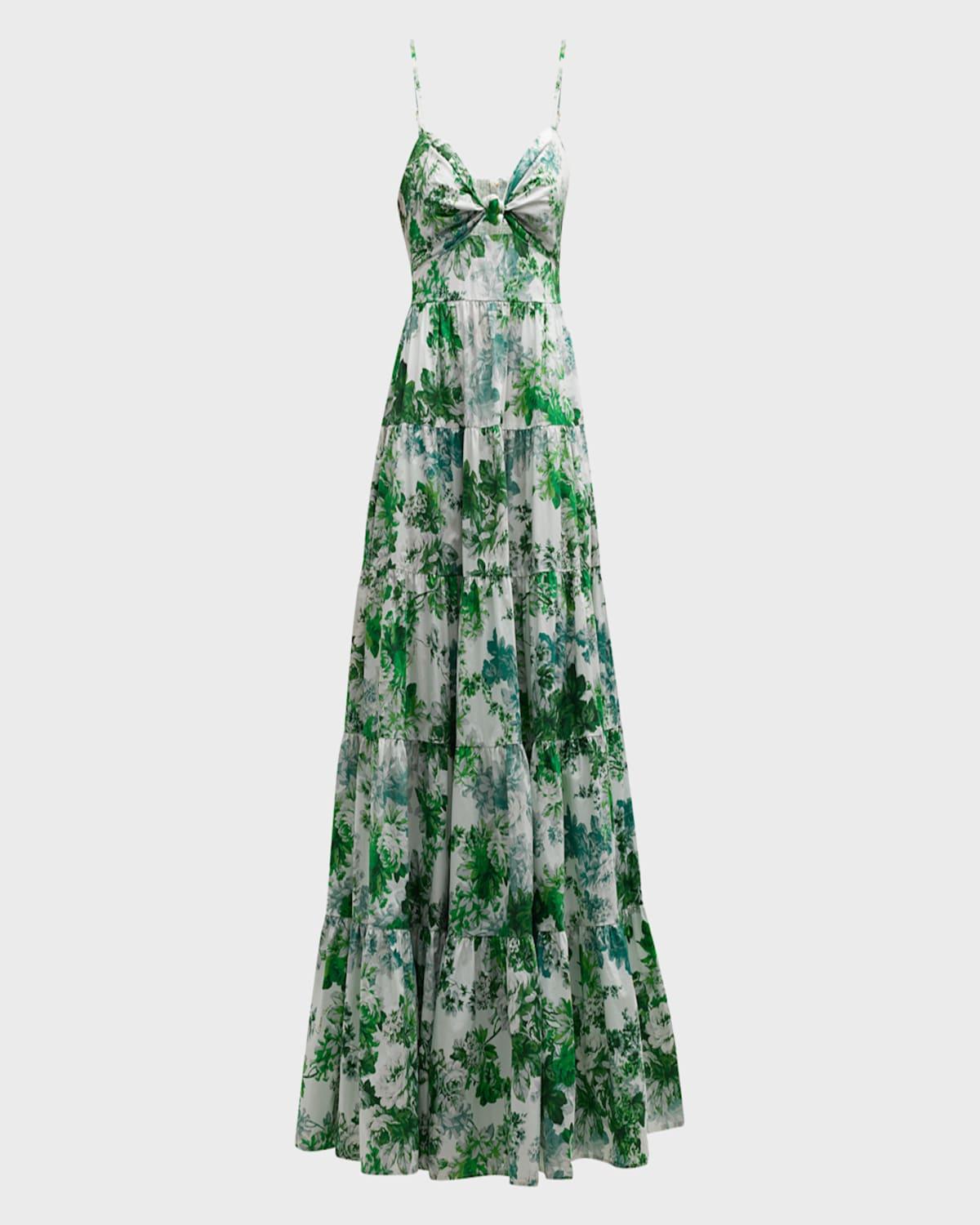 Delilah Floral Cotton Spaghetti-Strap Maxi Dress