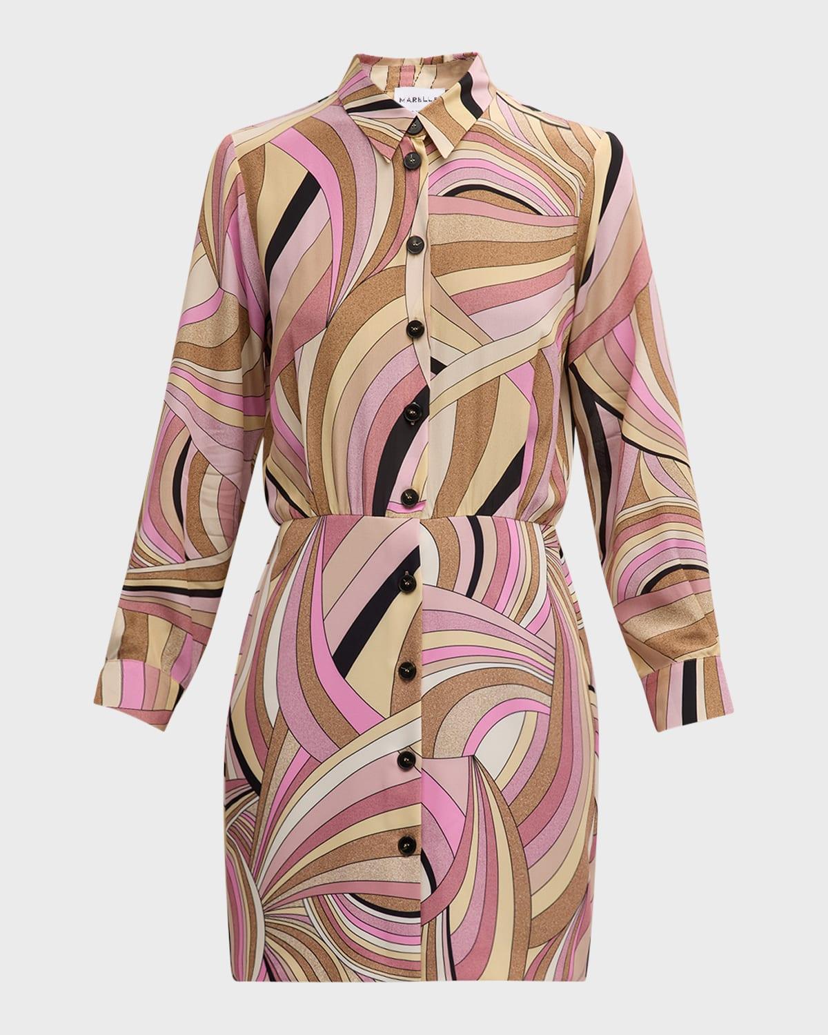 Polline Stripe-Print Mini Shirtdress