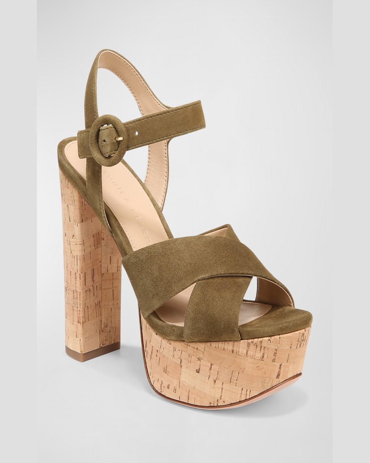 Lucille Suede Crisscross Platform Sandals