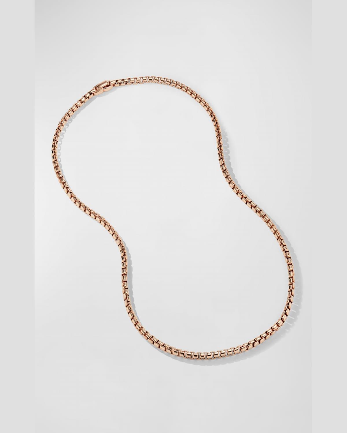 Men's Box Chain Necklace in 18K Rose Gold, 5mm, 24"L