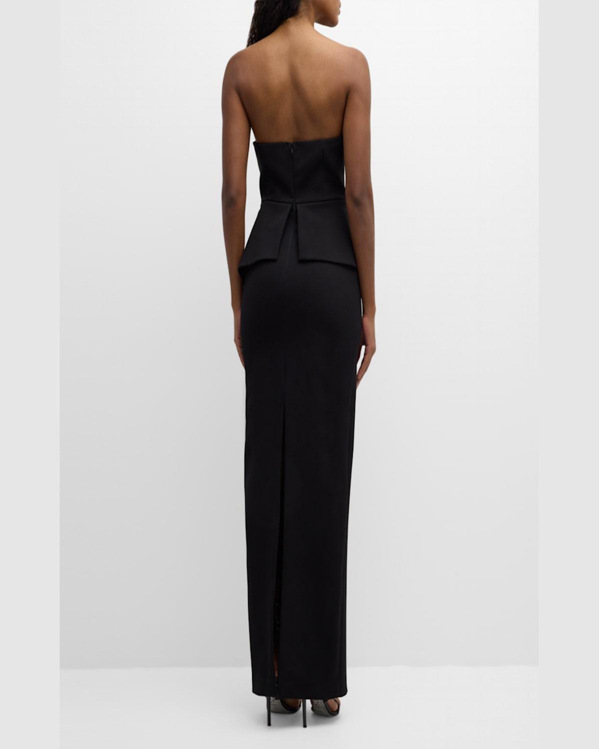 Strapless Crepe Gown with Gathered Bodice