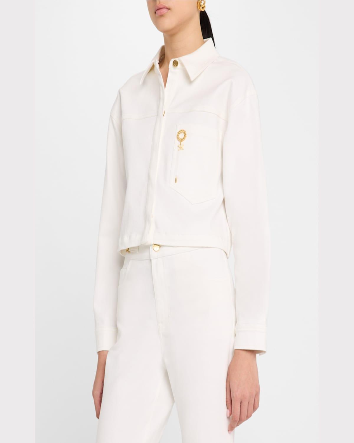 Teagan Cropped Brooch-Embellished Jacket