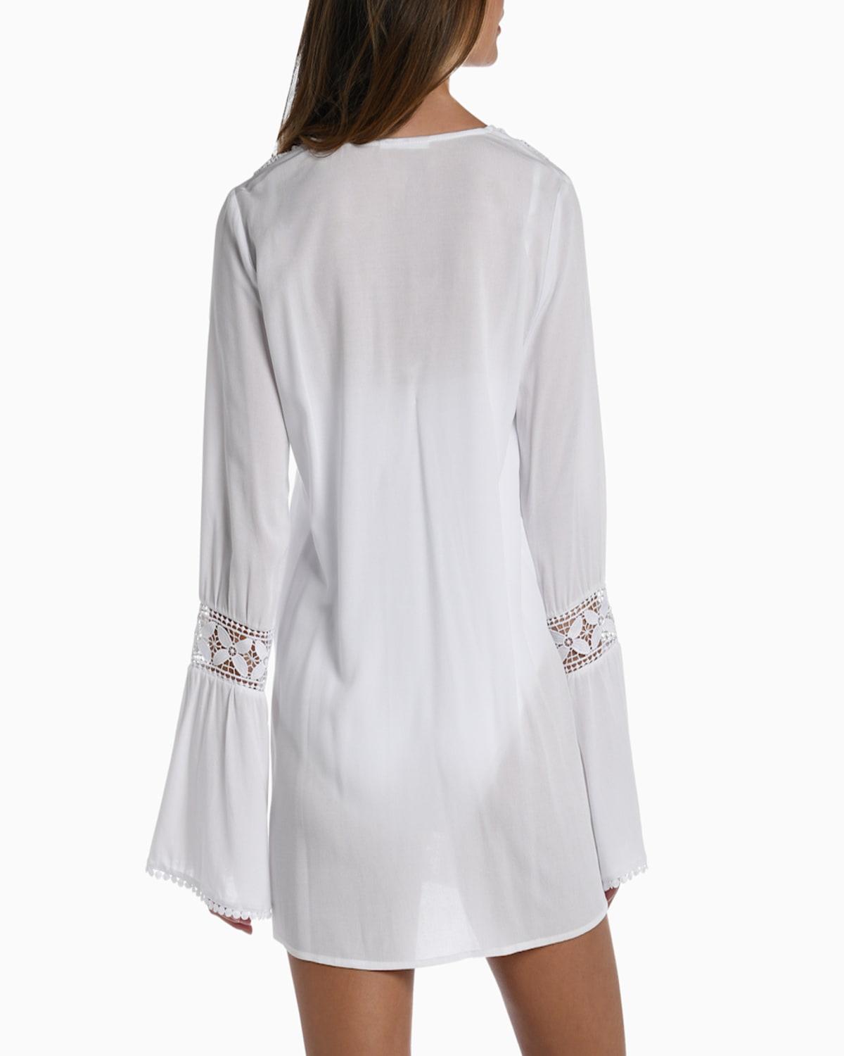 Coastal Lace-Up Crochet Coverup Tunic