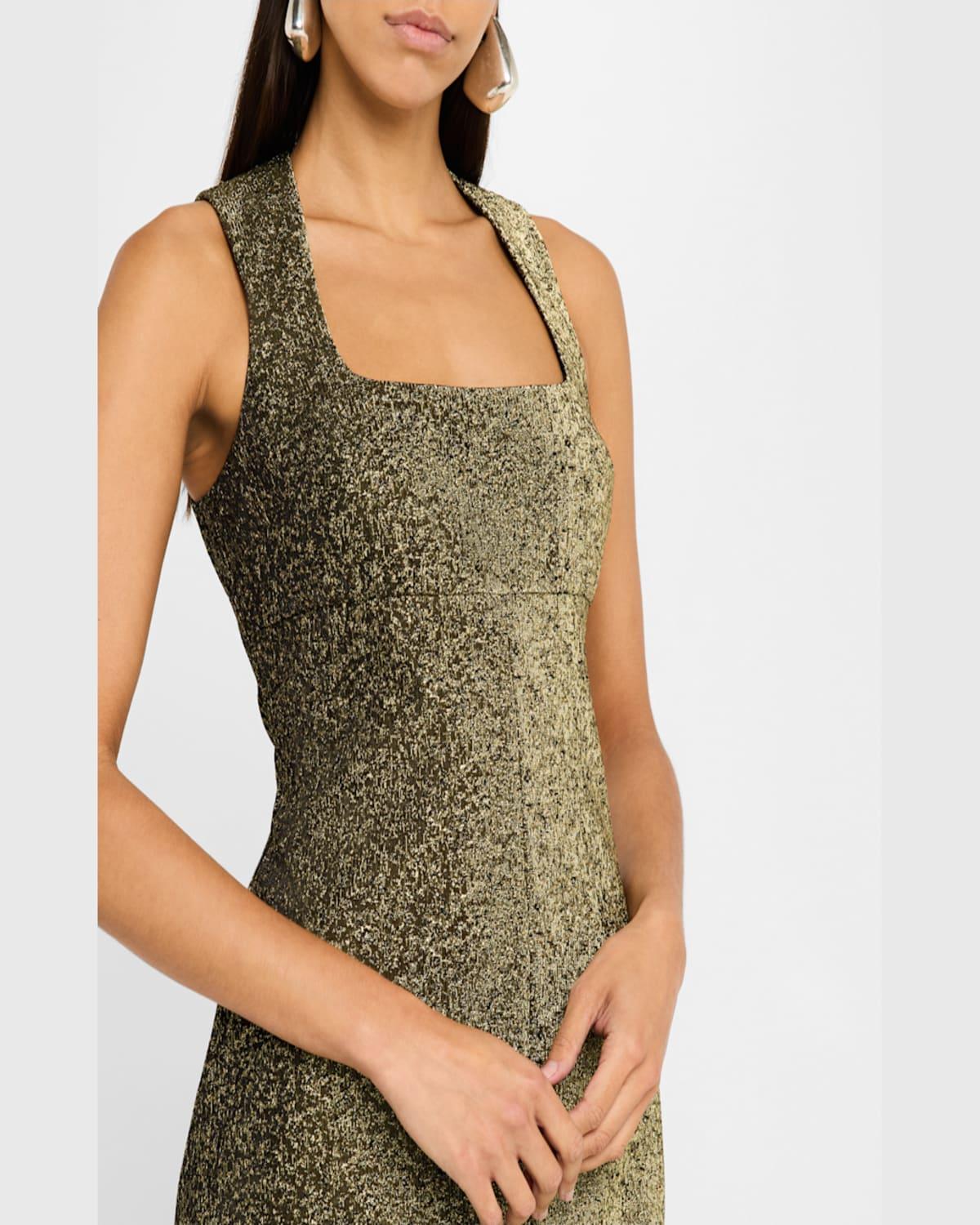 Metallic Jacquard Bodycon Midi Dress