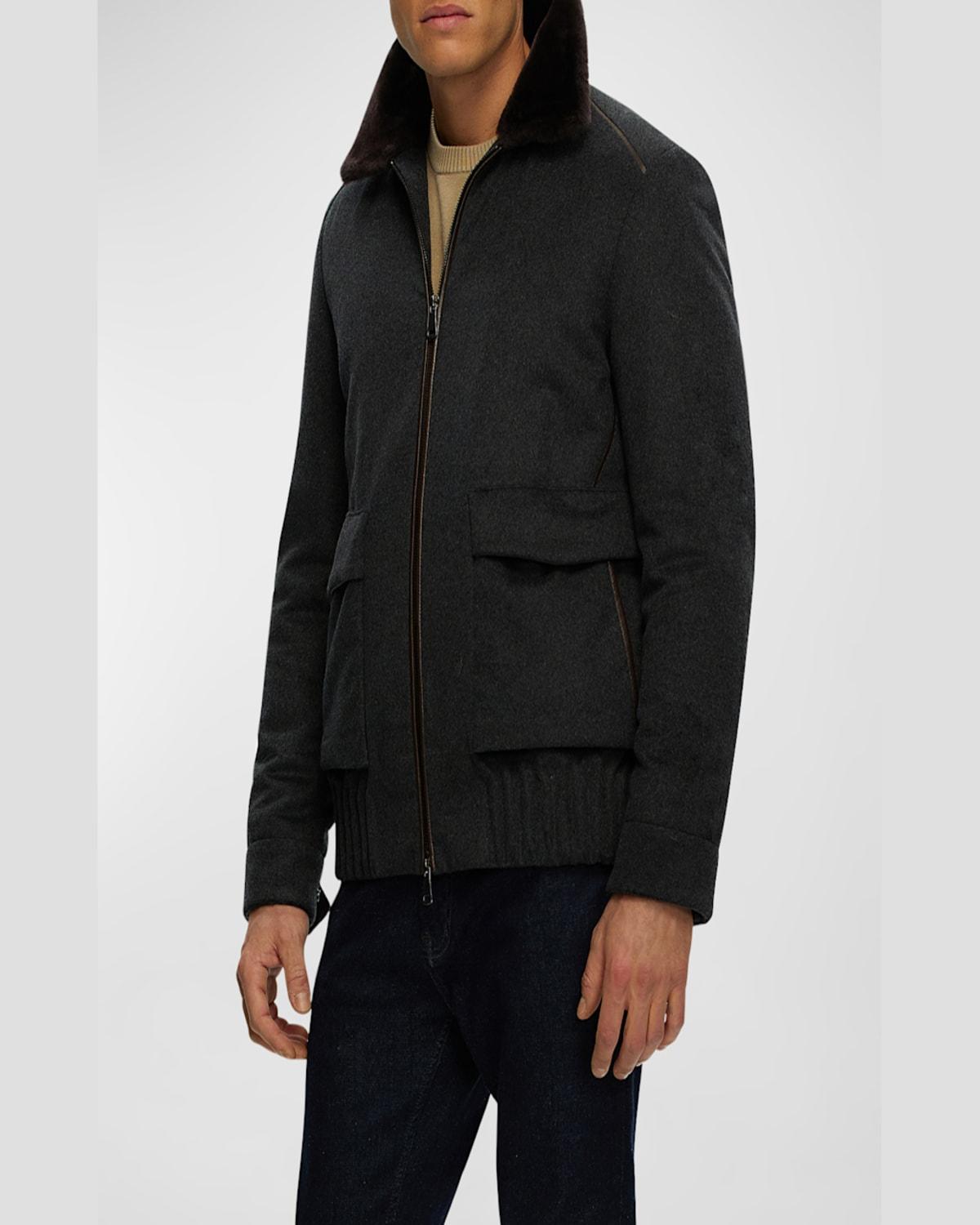 Men's Select Fabric Jacket with Merino Shearling Lamb Collar