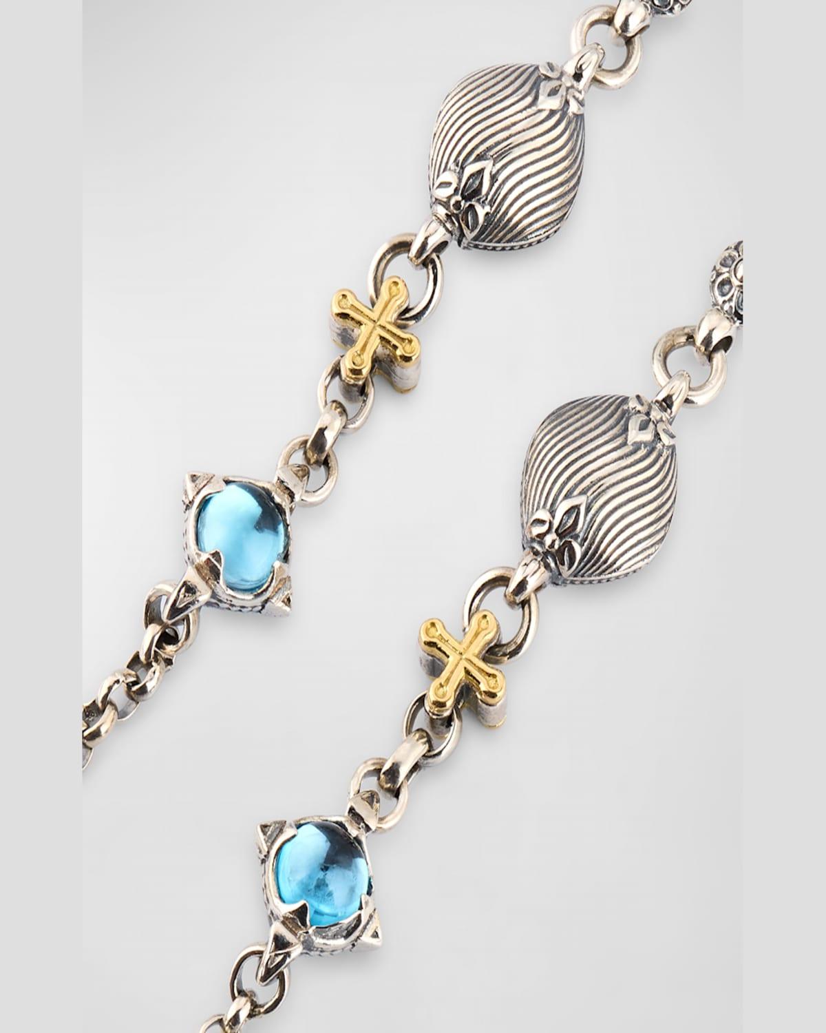 Silver and Gold Blue Topaz Necklace