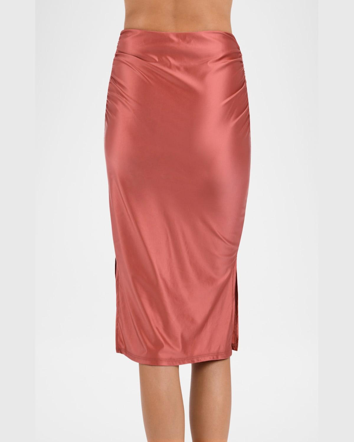 Shirred Skirt with Side Slits