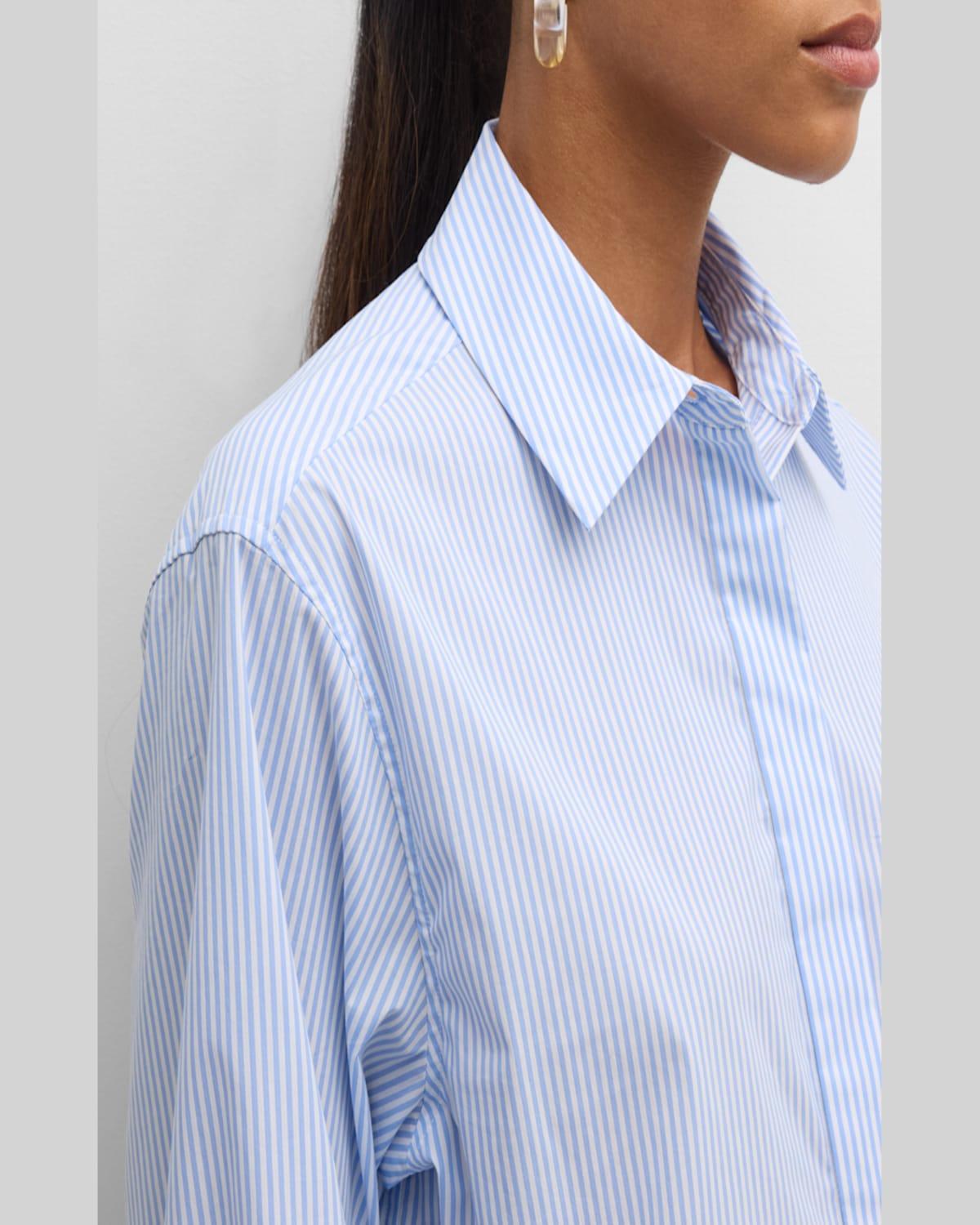 Renata Striped Cotton Cropped Button-Front Shirt