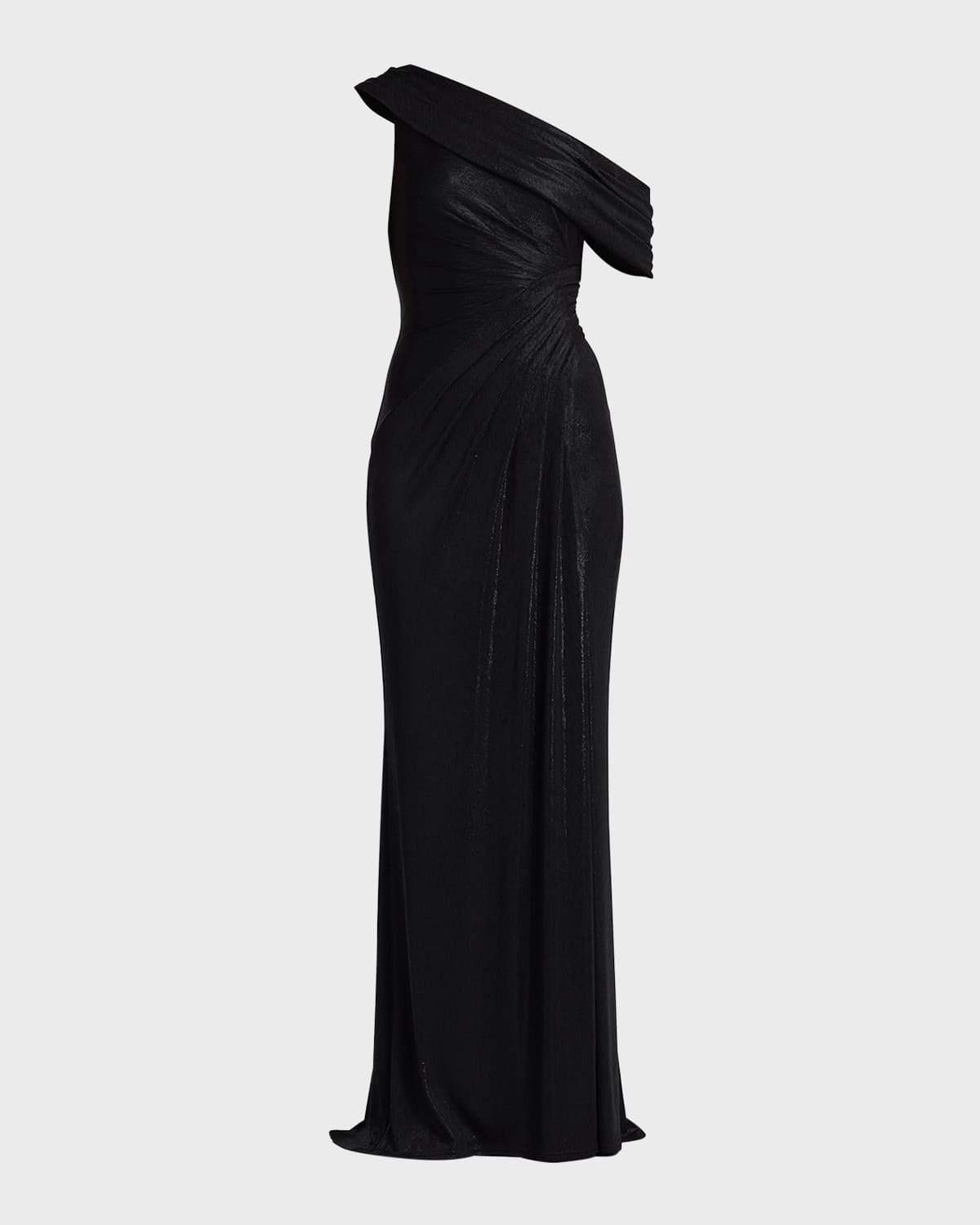 Leary Draped One-Shoulder Gown 