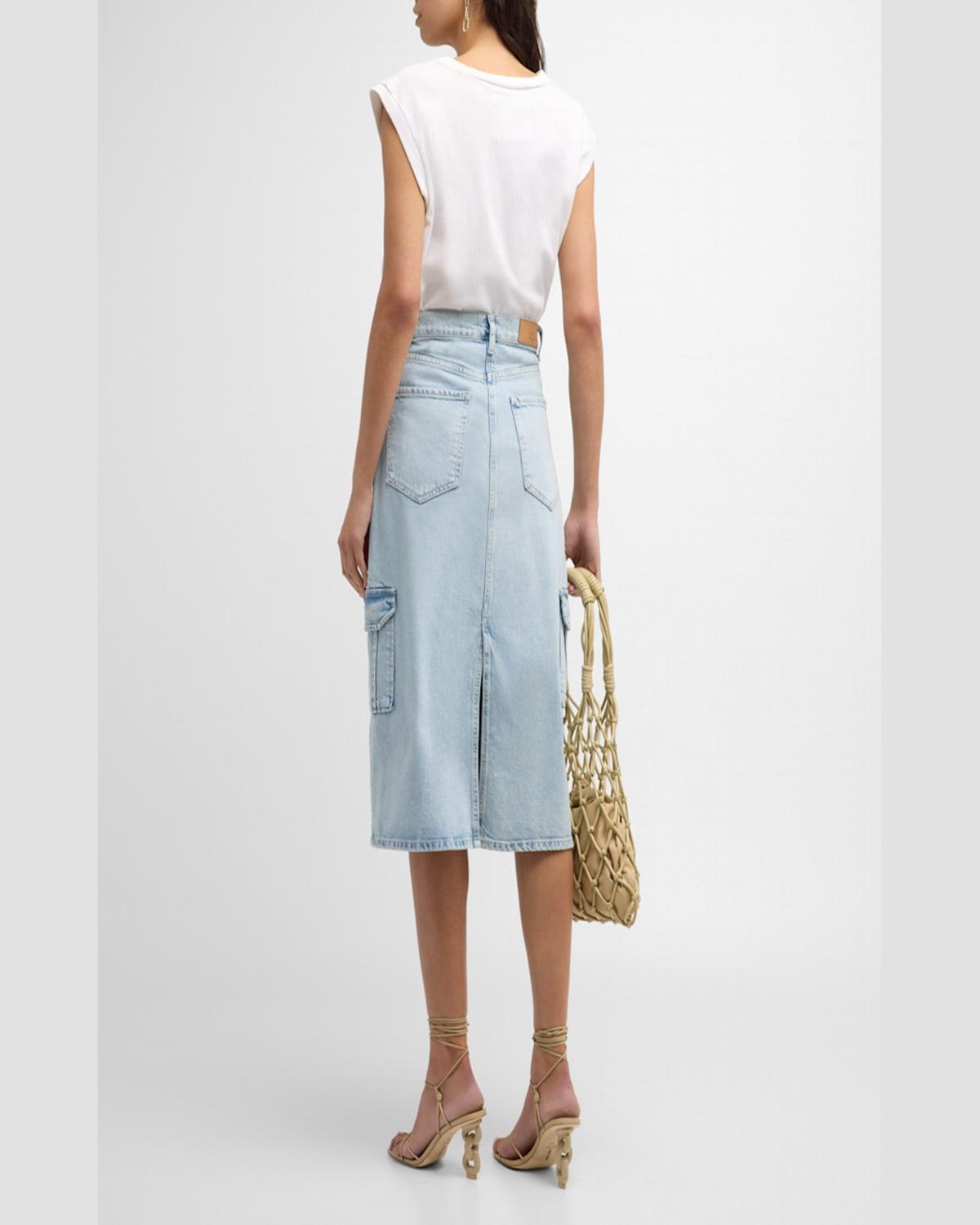 Highland Cargo Denim Midi Skirt 