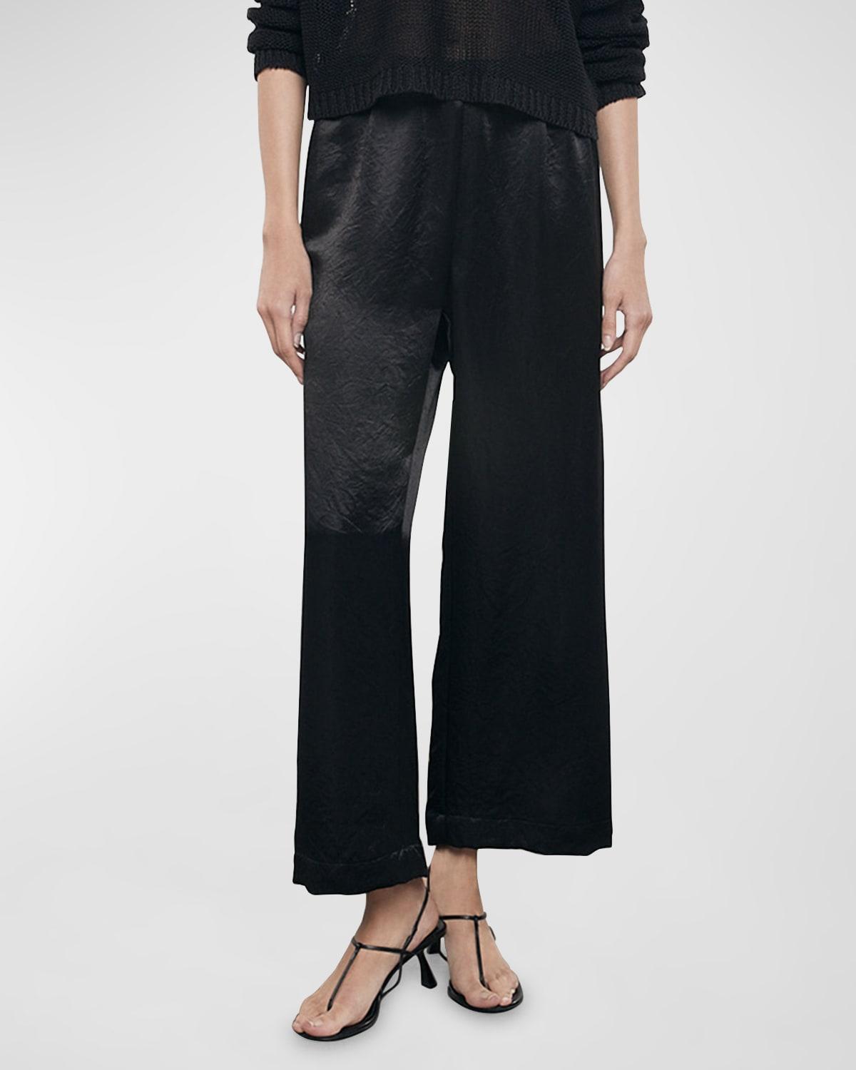 Hammered Satin Ankle Pants