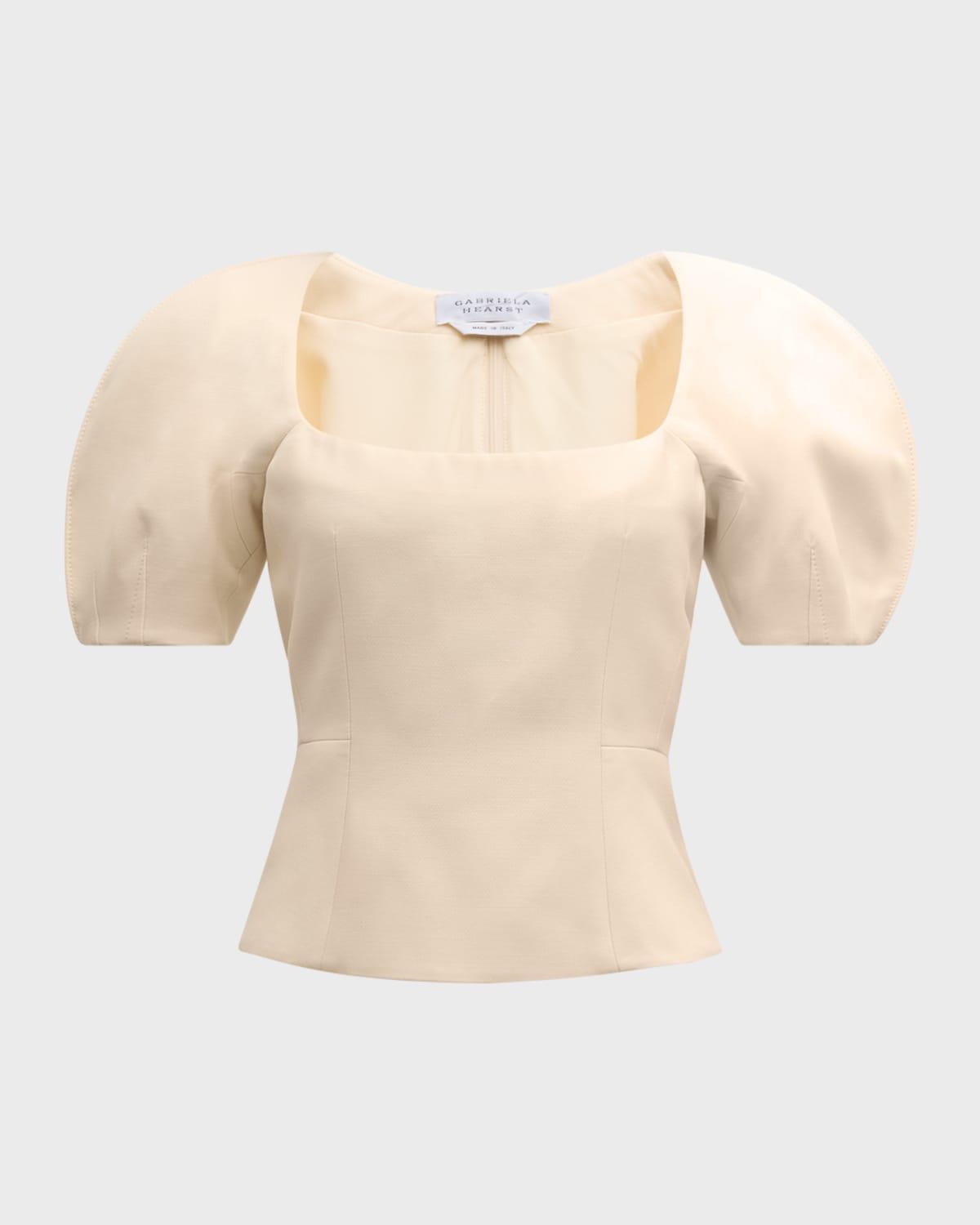 Amer Scoop-Neck Puff-Sleeve Top