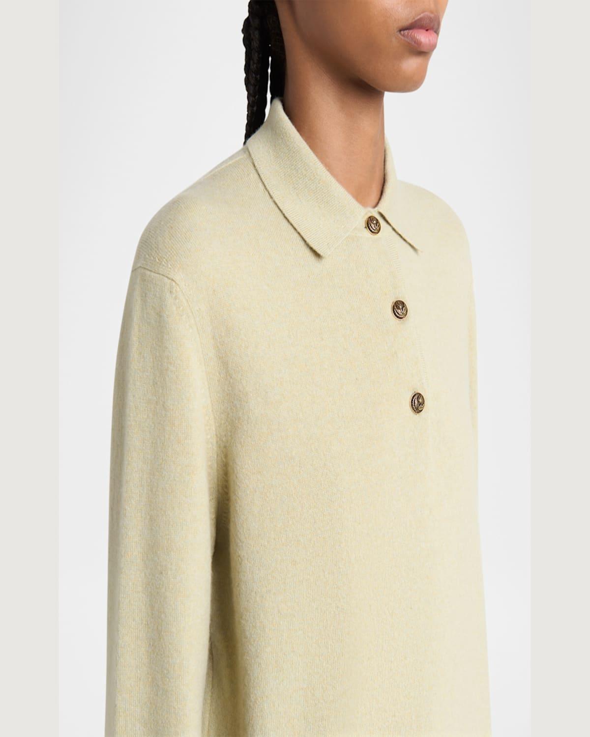 Long-Sleeve Cashmere Polo Sweater