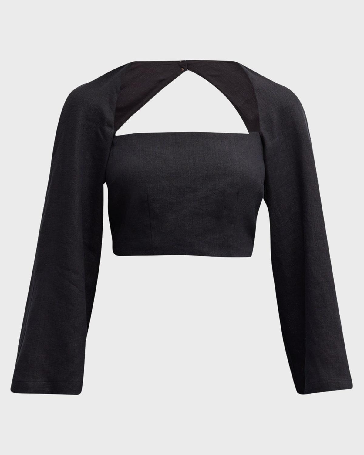 Julia Cutout Fitted Bell-Sleeve Top