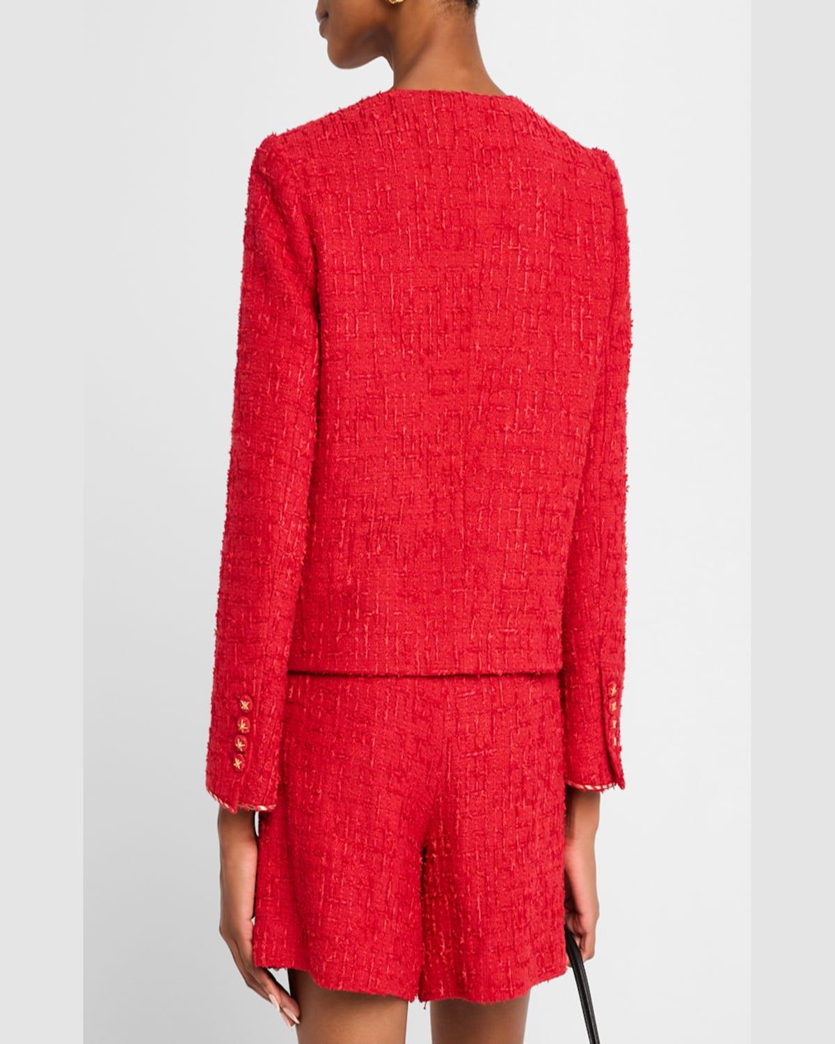 Clara Metallic-Trim Textured Tweed Jacket