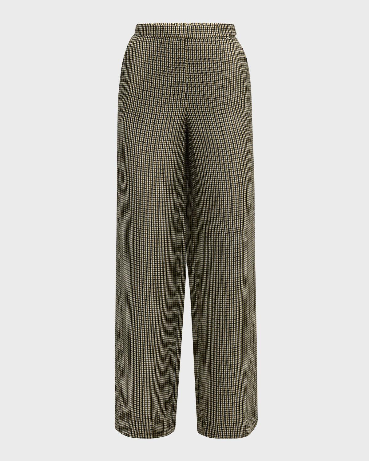 Checked Coolness Wide-Leg Houndstooth Pants