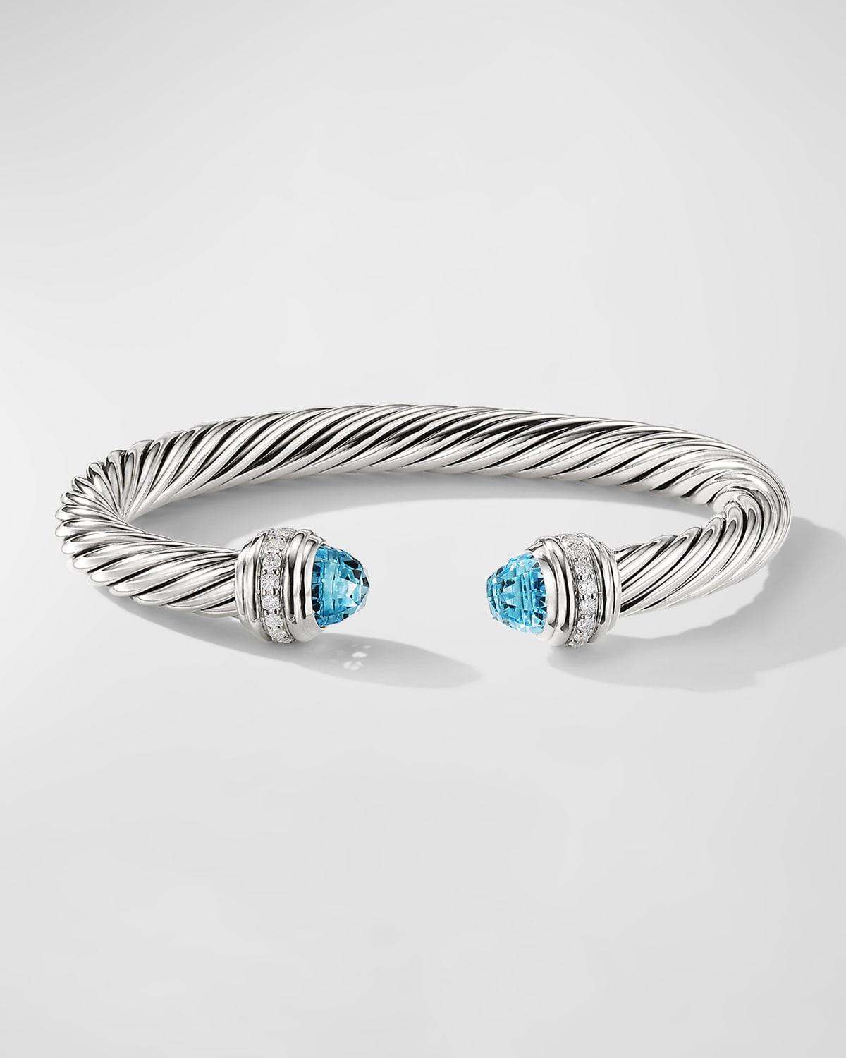 7mm Cable Bracelet with Diamonds & Topaz