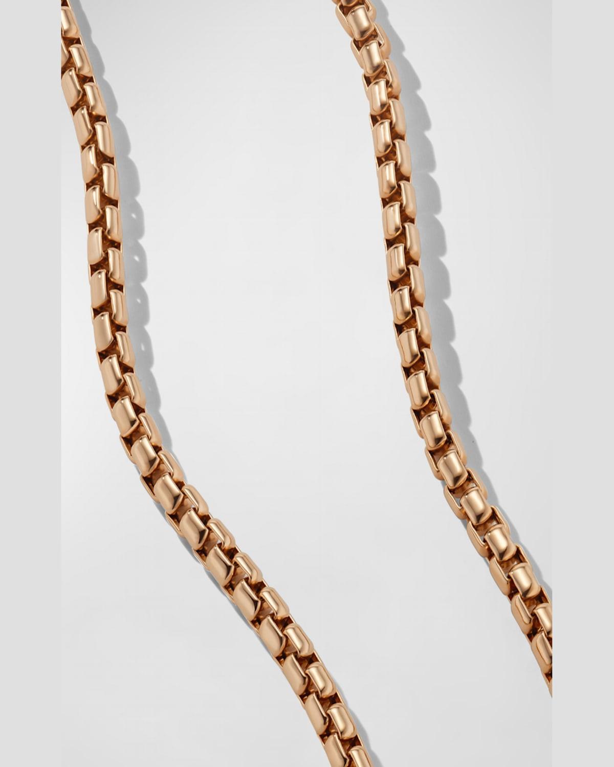 Men's Box Chain Necklace in 18K Rose Gold, 5mm, 24"L