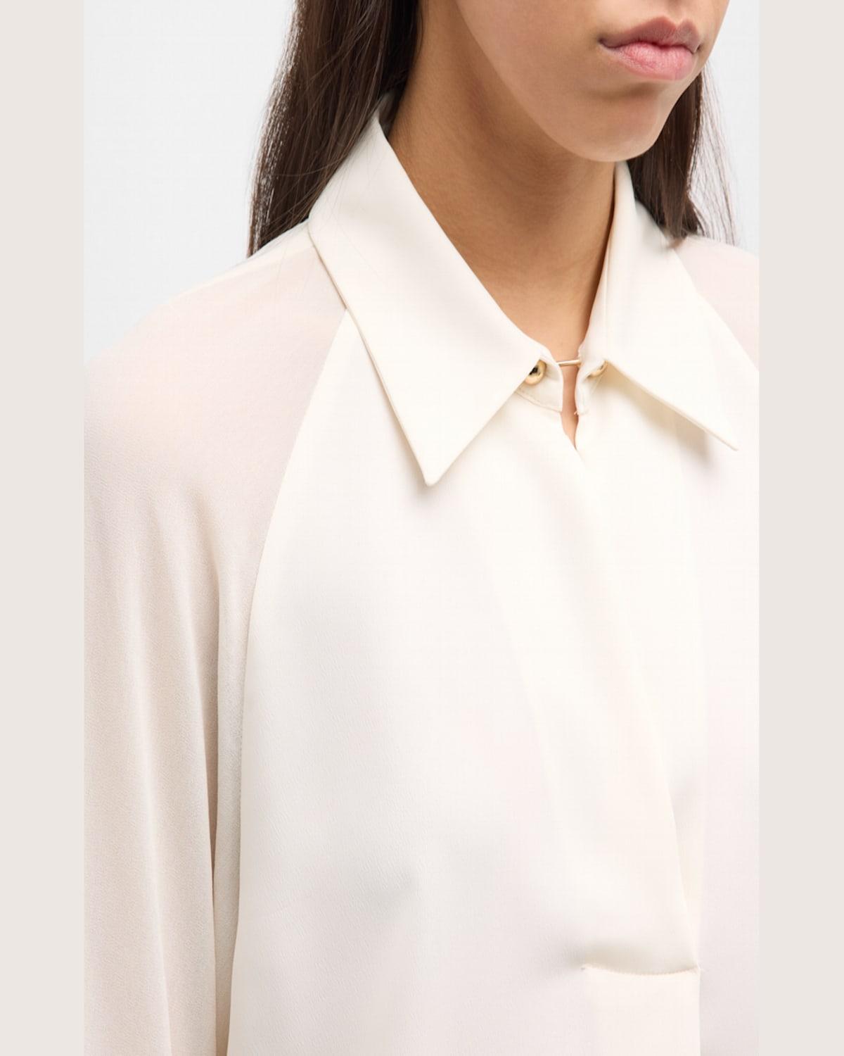 Cerbero Pleated Sheer-Sleeve Shirt