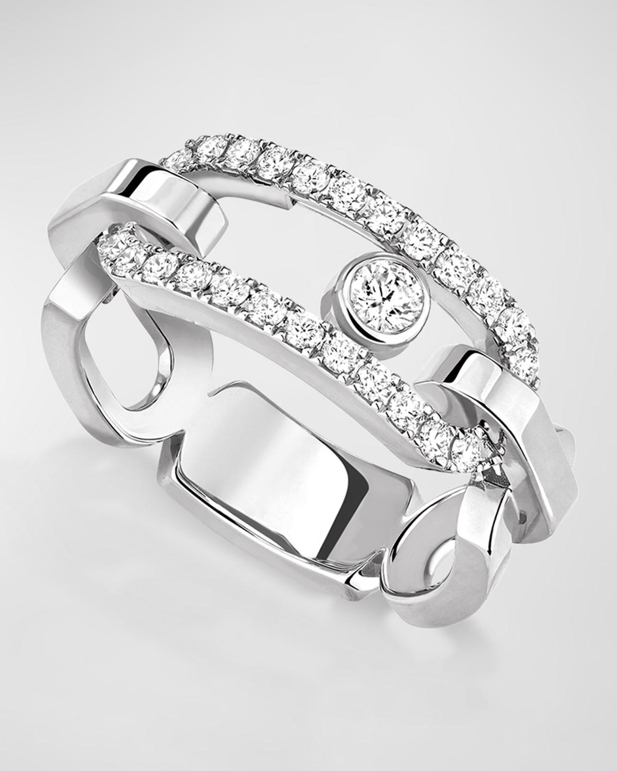 Move Link 18K White Gold Diamond Ring