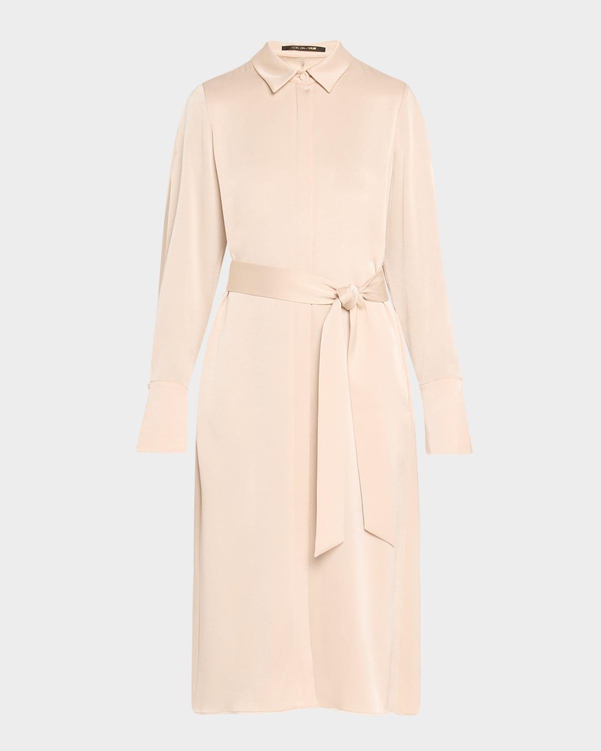 Everett Satin Back Crepe Cape Midi Shirtdress