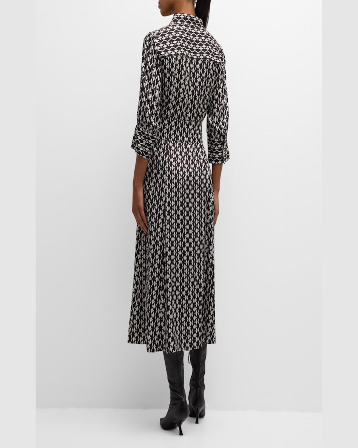 Gerusia Geometric-Print Twill Midi Shirtdress