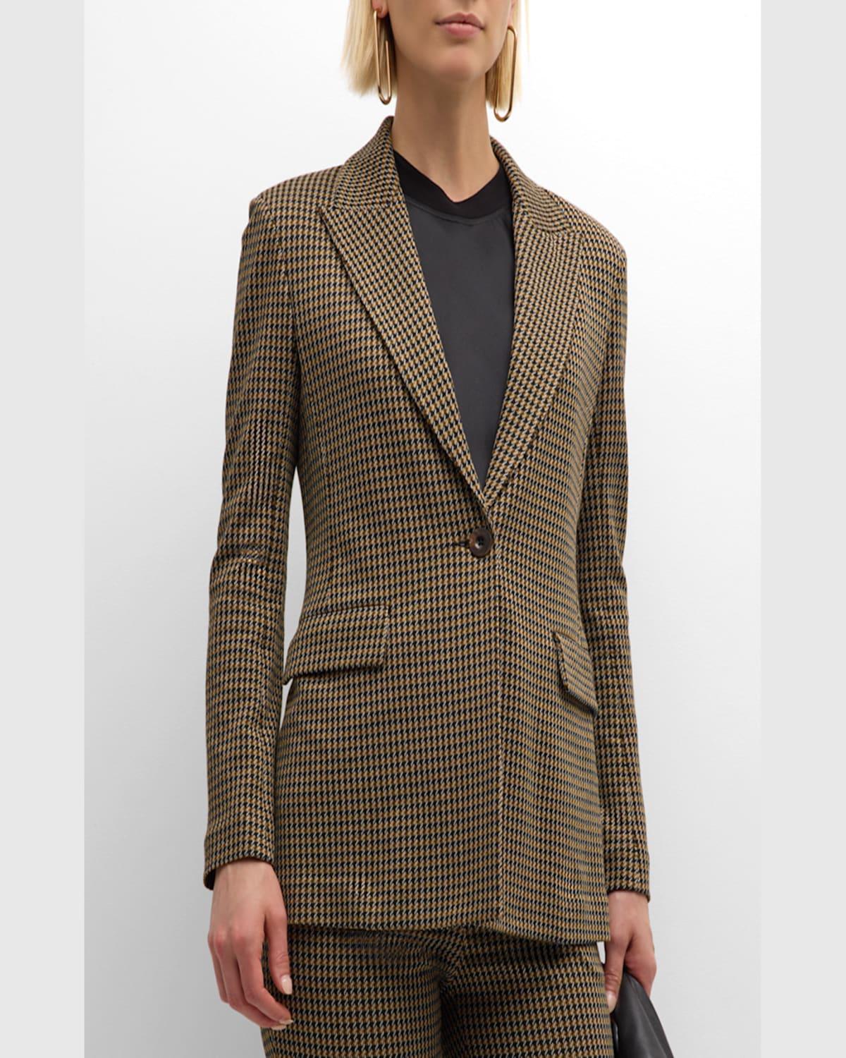 Houndstooth Peak Lapel Blazer