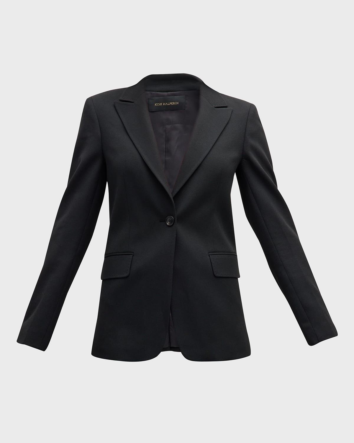 Melinda Peak-Lapel Cutaway Jacket