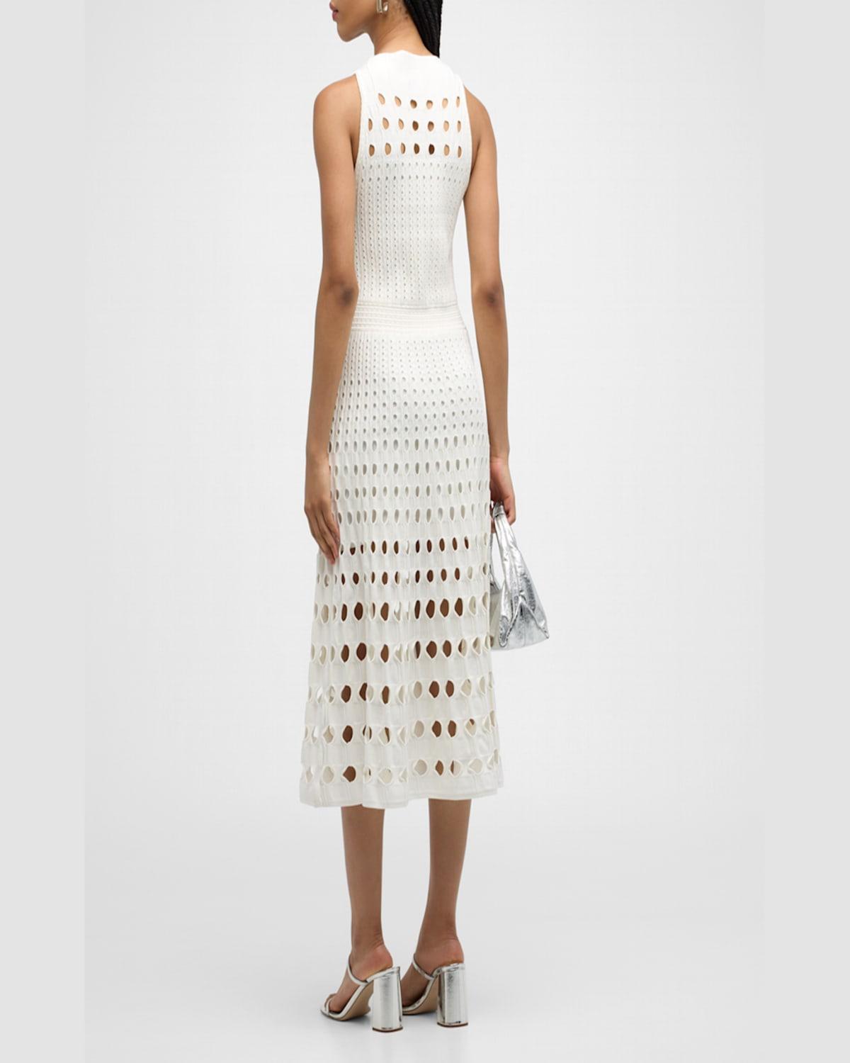 Nash Sleeveless Halter Crochet Midi Dress