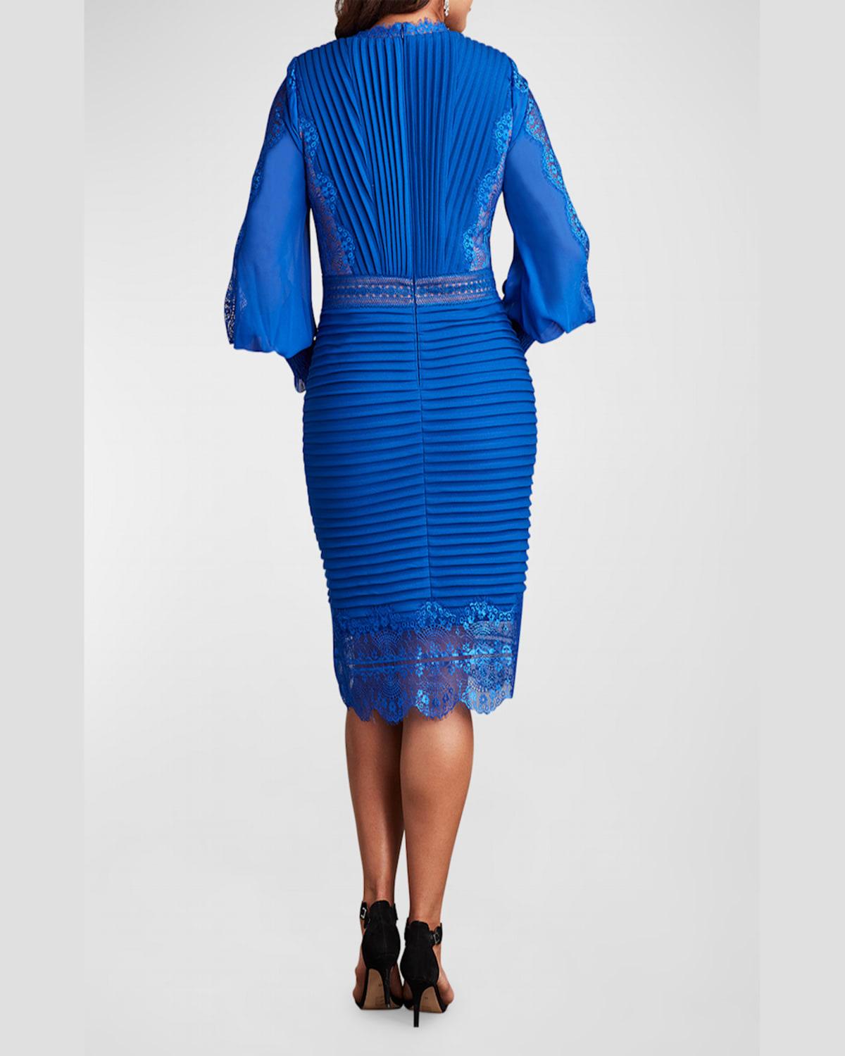 Plus Size Pleated Bishop-Sleeve Dress