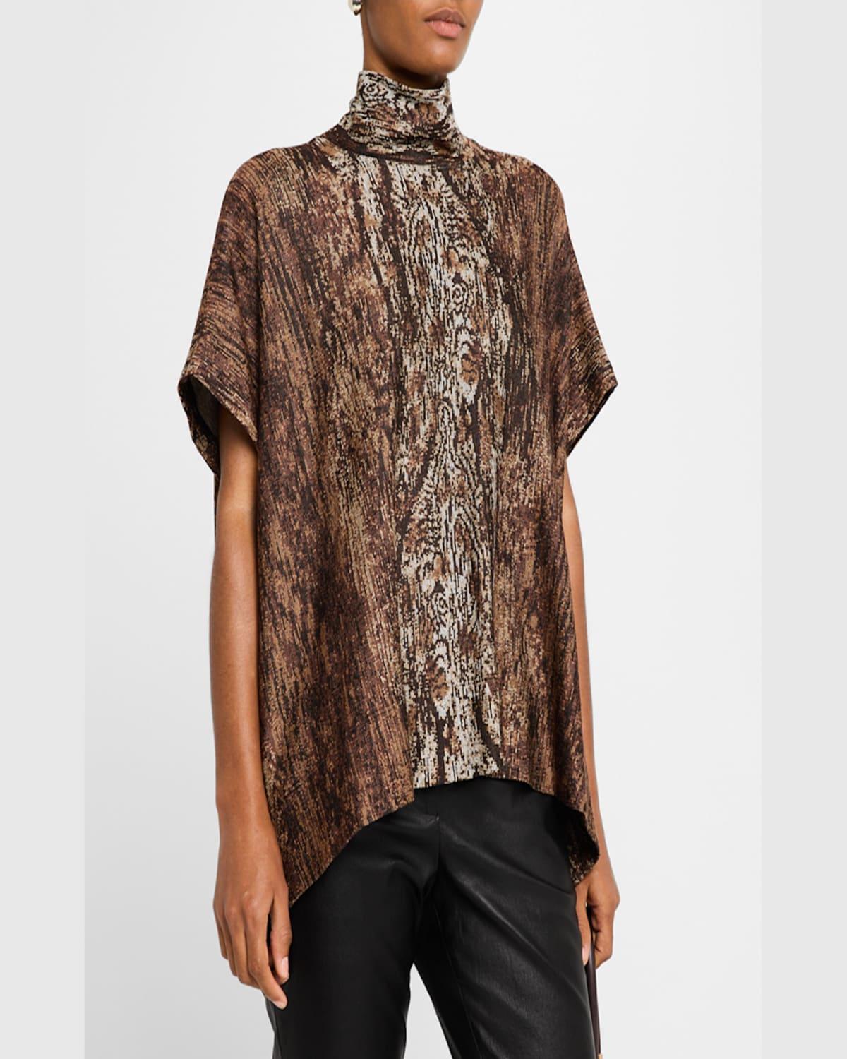 Woodgrain Turtleneck Caftan Top