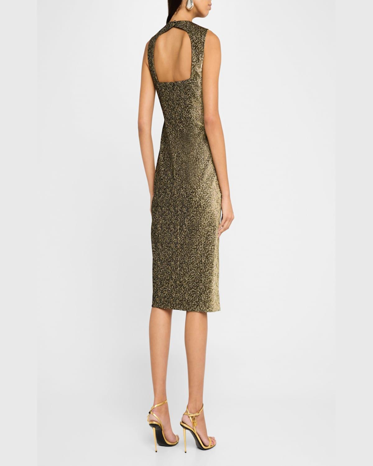 Metallic Jacquard Bodycon Midi Dress