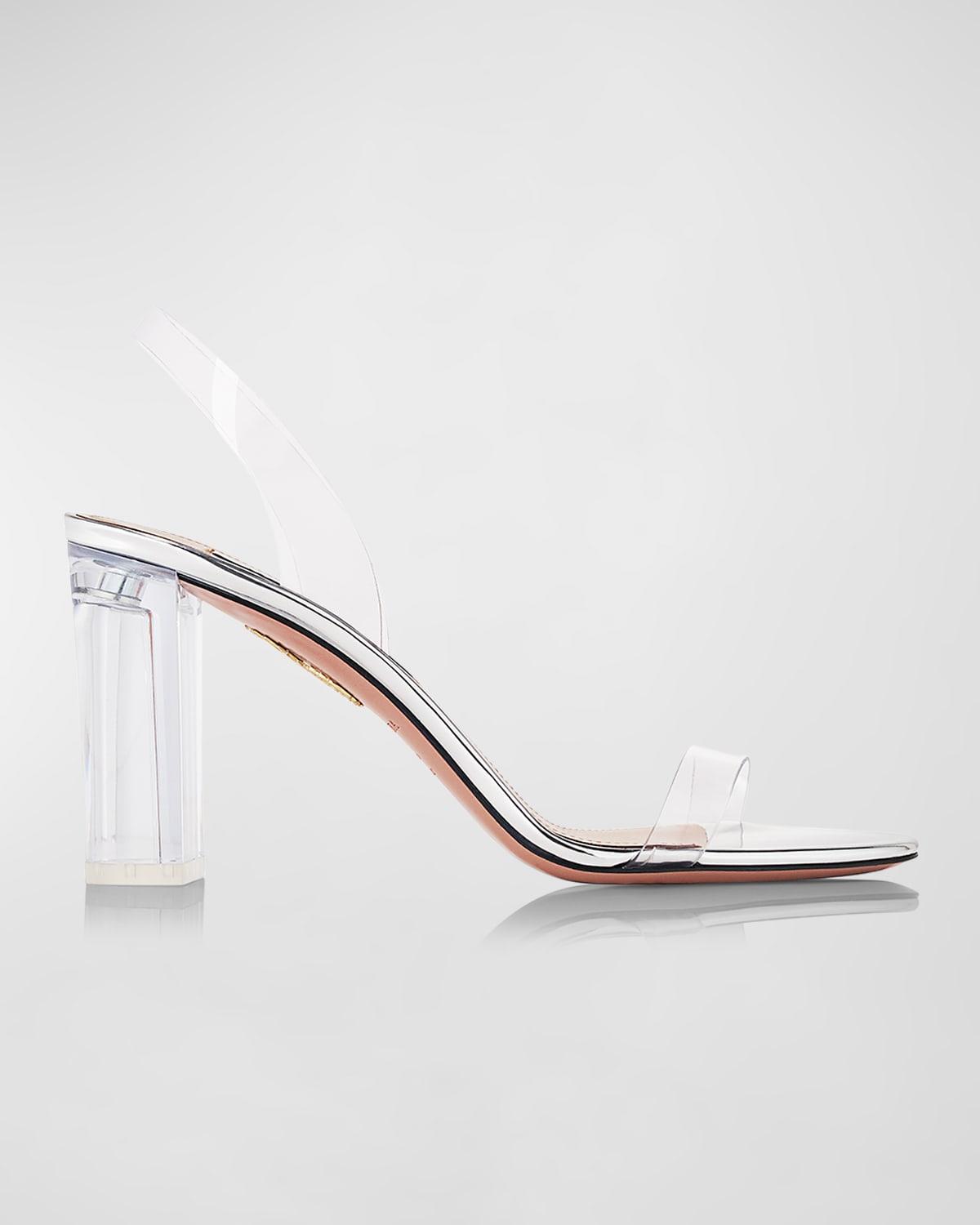 So Nude Clear Block-Heel Halter Sandals