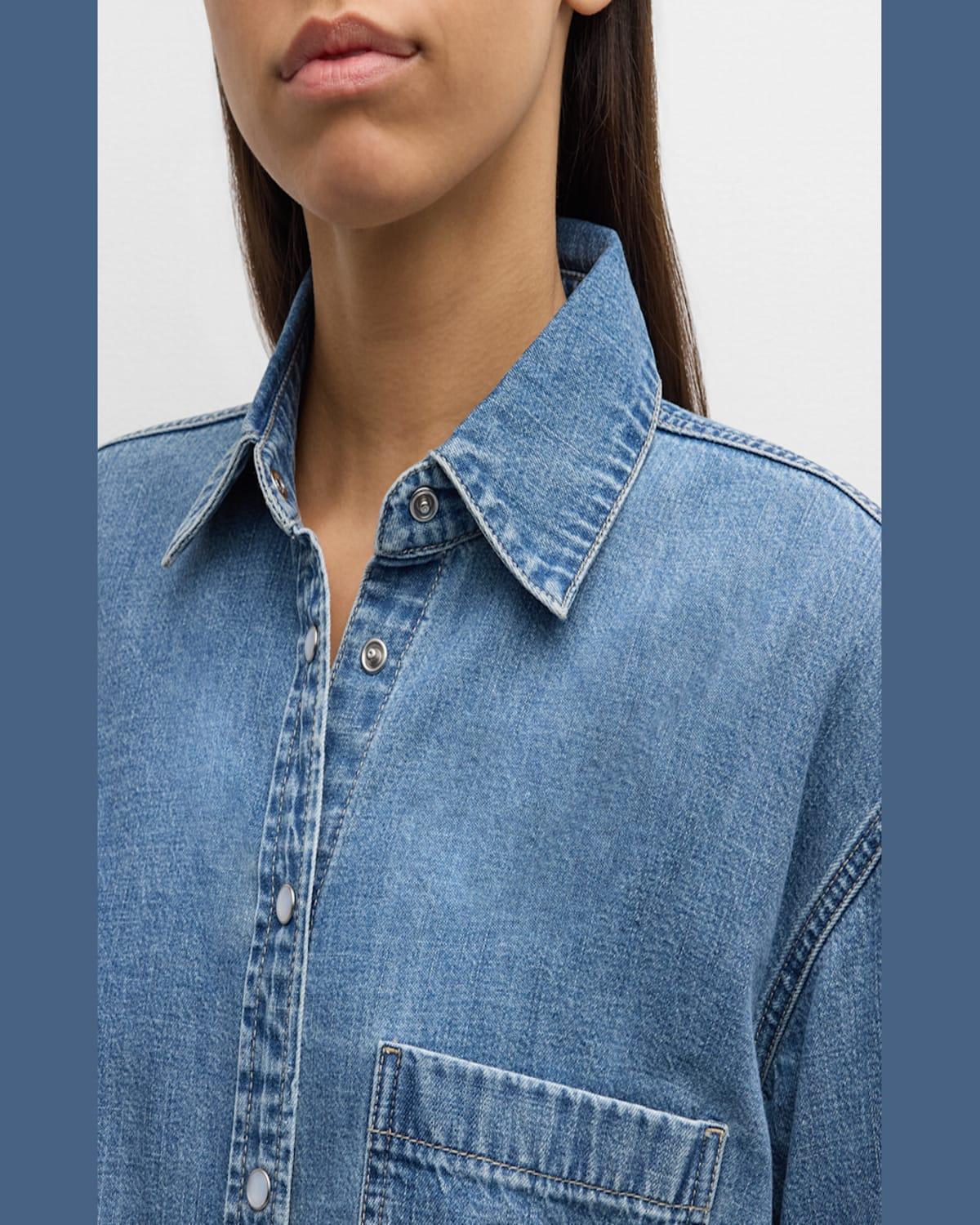 Aderes Snap-Front Denim Top