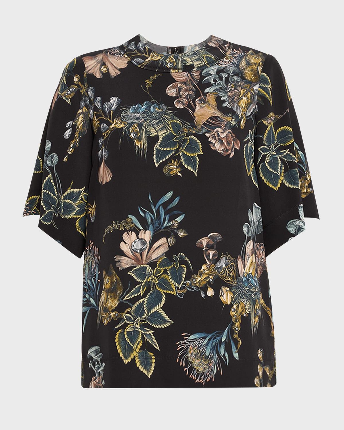 Forest Floral Short-Sleeve Top