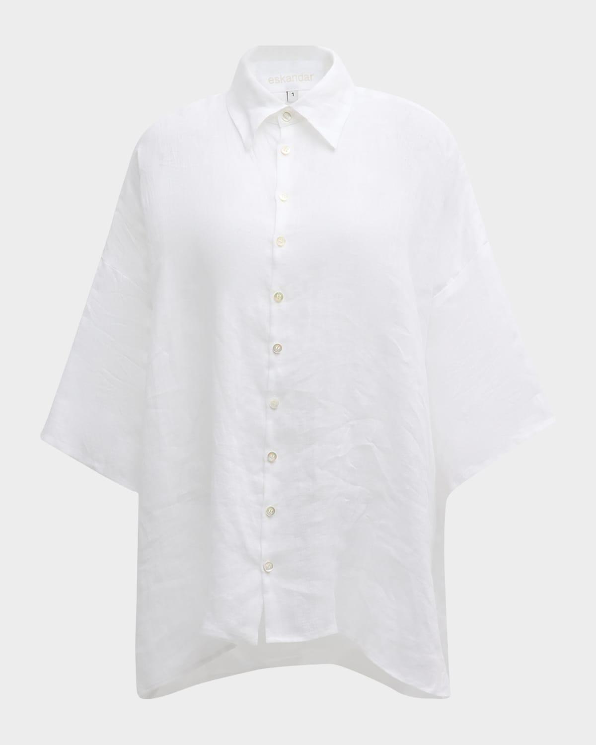 Sloped Shoulder Wide A-Line Shirt With Collar (Long Length)