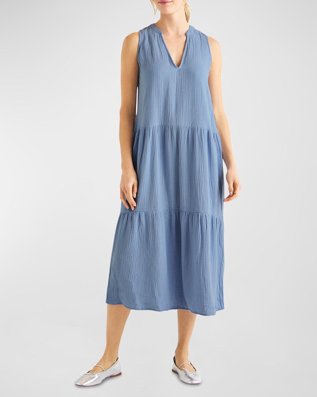 Sumner Cotton Gauze Sleeveless Midi Dress with Pockets