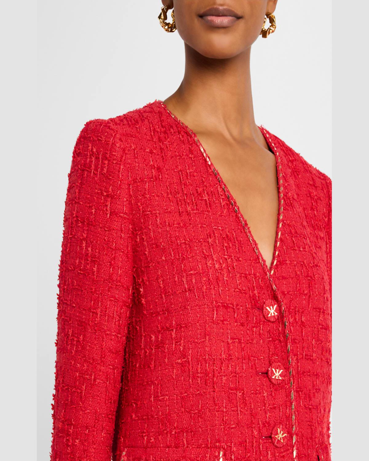 Clara Metallic-Trim Textured Tweed Jacket