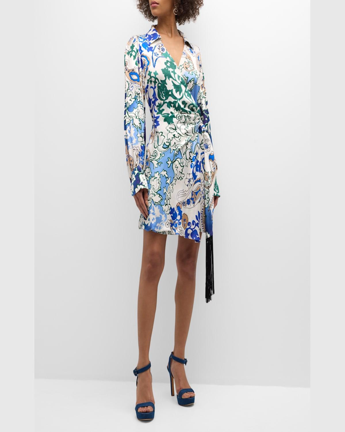 Bina Paisley-Print Mini Wrap Dress