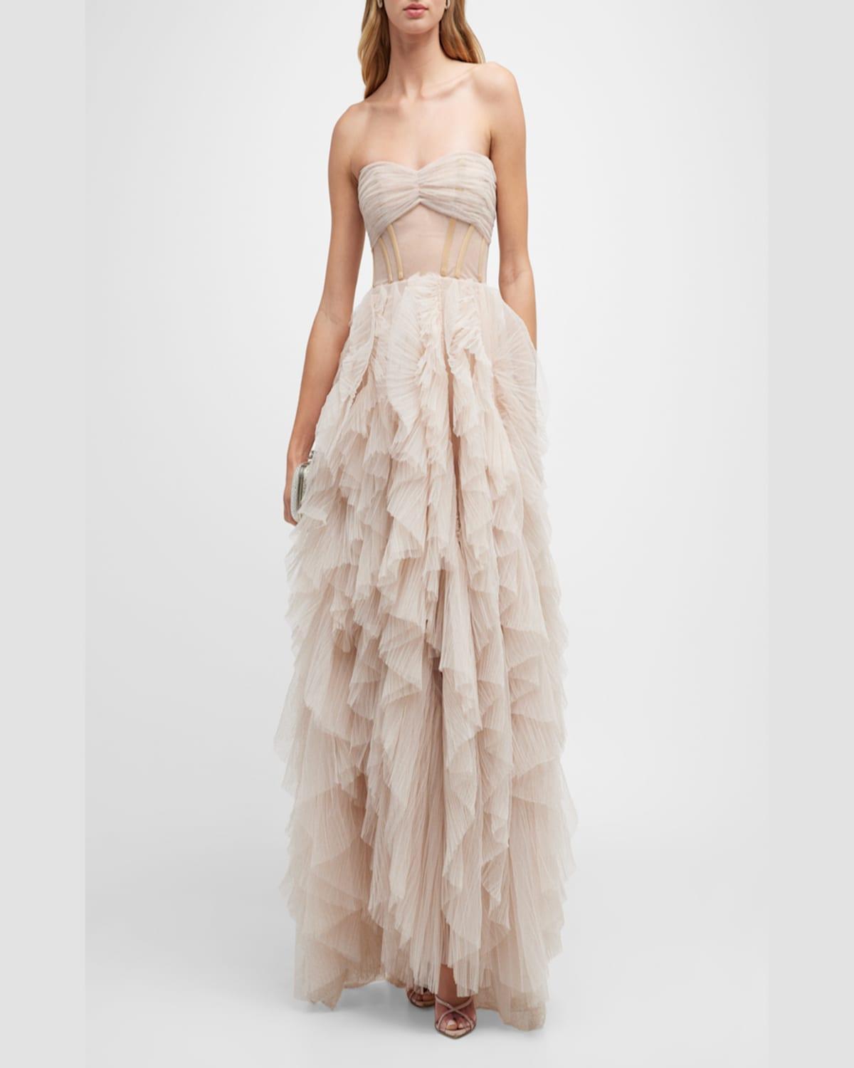 Abby Strapless Ruffle Gown