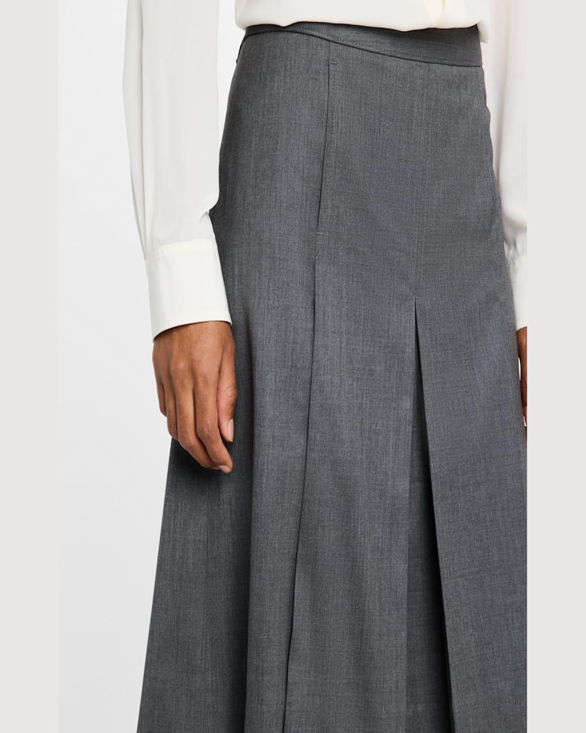 Pleated Wide-Leg Culotte Pants