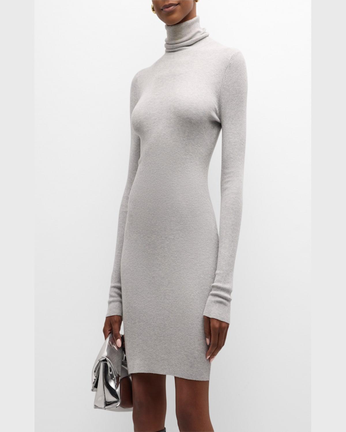 Rib-Knit Turtleneck Sweater Dress 