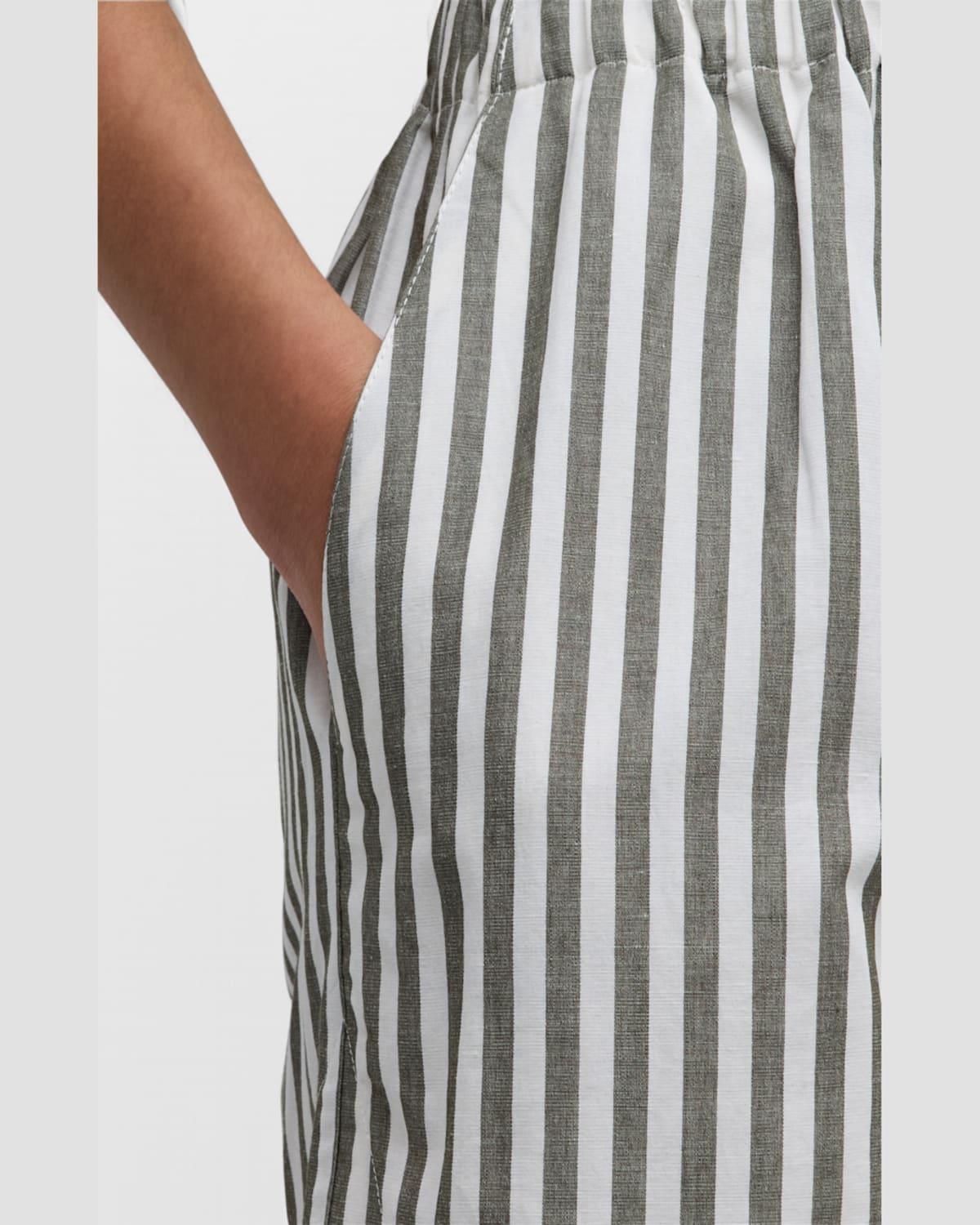 Striped Cotton Linen Shorts 