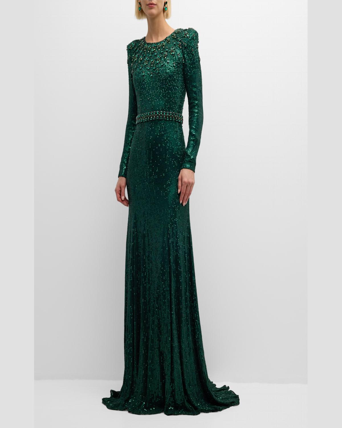 Georgia Sequin Gown with Crystal Embellishments