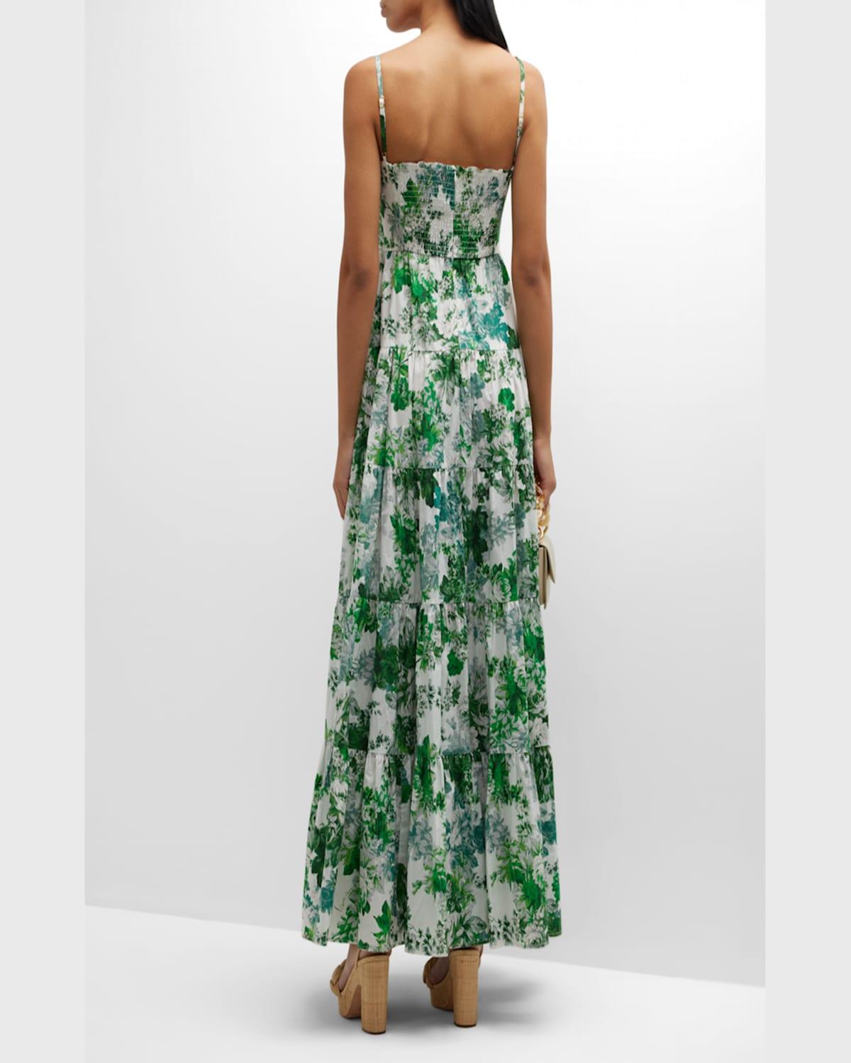 Delilah Floral Cotton Spaghetti-Strap Maxi Dress