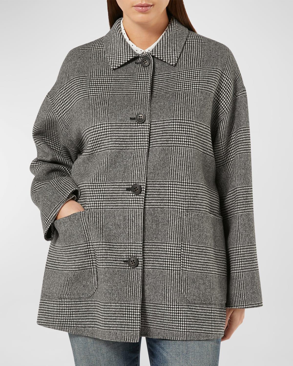 Plus Size Nadia Check-Print Wool-Blend Coat